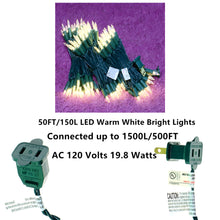 Load image into Gallery viewer, LUCKY SHINE 150 LED Warm White String Lights, UL Certified 50 FT Green Wire Christmas Lights, for Indoor and Outdoor Party, Garden, Patio, Wall, Trees

