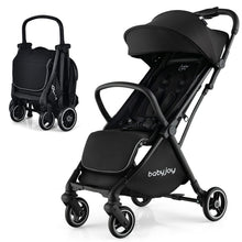 Load image into Gallery viewer, BABY JOY Lightweight Baby Stroller, Compact Travel Stroller for Airplane, Infant Toddler Stroller w/Adjustable Backrest &amp; Canopy, Storage Basket, Self Standing Gravity Fold, Aluminium Frame (Black)
