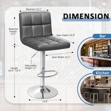 Load image into Gallery viewer, Homall Bar Stools Modern PU Leather Adjustable Swivel Barstools, Armless Hydraulic Kitchen Counter Bar Stool Extra Height Square Island Barstool with Back Set of 2 (Leather, Deep Gray)
