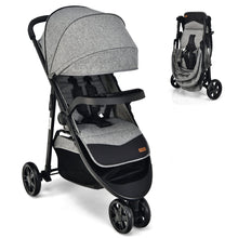 Load image into Gallery viewer, BABY JOY Jogging Stroller, Jogger Travel System with 5-Point Safety Harness, Adjustable Canopy/Backrest/Footrest, Storage Basket &amp; Pocket, Lightweight Baby Stroller for Newborn Toddlers (Gray)
