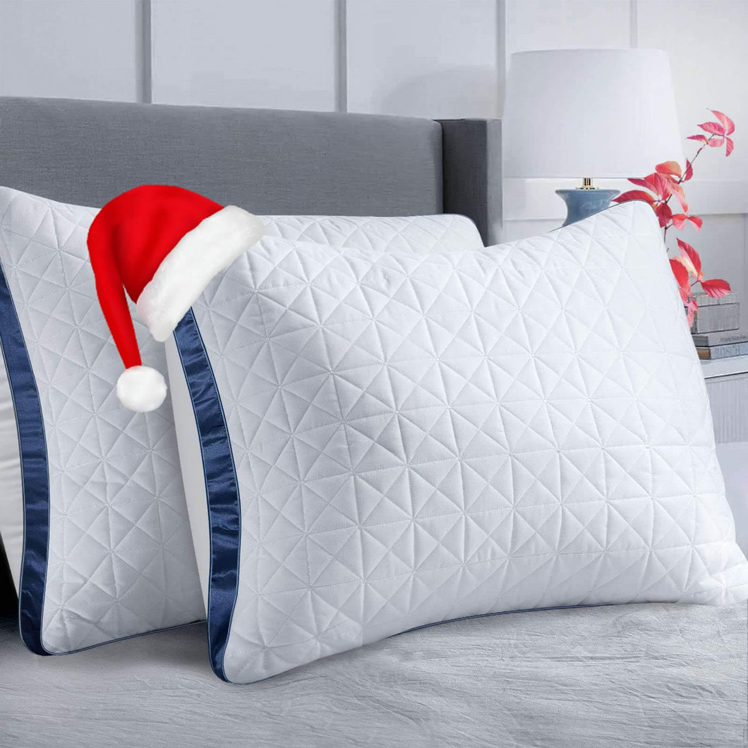 Pillows Standard Size Set of 2 Cooling Hotel Luxury Bed Pillows for Sleeping 2 Pack, Supportive Breathable Down Alternative Gusset Standard Pillow for Back Stomach or Side Sleepers