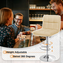 Load image into Gallery viewer, Homall Bar Stools Modern PU Leather Adjustable Swivel Barstools, Armless Hydraulic Kitchen Counter Bar Stool Extra Height Square Island Barstool with Back Set of 2 (Leather, Beige)
