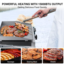 Load image into Gallery viewer, Camplux Propane Gas Griddle Grill, 15,000 BTU Griddle Grill Combo, Portable Camping Griddle Station 17 Inches with 20 lb and RV Regulator for Camping, RV Picnic and Tailgating
