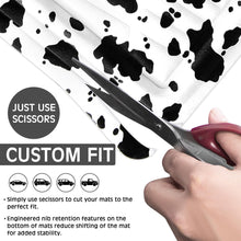 Load image into Gallery viewer, CASS Pass Leather Cow Print Car Floor Mats, 3D Waterproof All Weather, Universal Trim to Fit &amp; Anti-Slip Burr Bottom, Safety &amp; Light Easy Clean Install for SUV Truck Auto Sedan Van (Cow Print)
