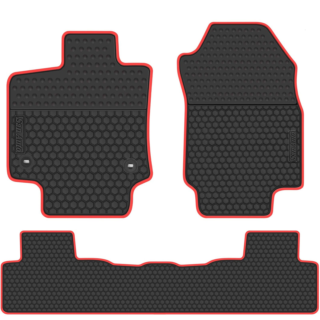 San Auto Car Floor Mats Custom Fit for Toyota RAV4 (NO Hybrid) 2019 2020 2021 2022 2023 2024 2025 Black Red Rubber Auto Liners Set All Weather Protection Heavy Duty Odorless
