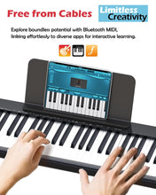 Load image into Gallery viewer, NikoMaku Piano Keyboard 88 Keys Semi-weighted Compact Portable Digital Piano Set for Beginners with Stand, Carrying Case, Sustain Pedal, Headphones, SWAN-S White

