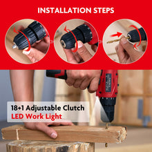 Load image into Gallery viewer, DD dedeo Tool Set with Drill, 108Pcs Cordless Drill Household Power Tools Set with 16.8V Lithium Driver Claw Hammer Wrenches Pliers DIY Accessories Tool Kit
