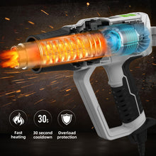 Load image into Gallery viewer, Huepar Tools Heat Gun 10 Accessories Hot Air Gun with LCD Digital Display, 122℉-1112℉(50℃-600℃) Temperature &amp; Air Flow Adjustable, 12.5A, Overload Protection for Crafts, Shrinking PVC, Stripping Paint
