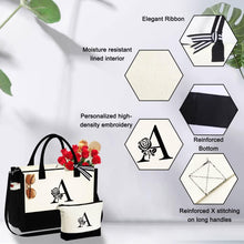 Load image into Gallery viewer, YOOLIFE Christmas Gifts for Women- Gifts for Mom, Birthday Gifts for Women, Gifts for Friend Female Christmas Mom Gifts Friendship Coworker Boss Gifts Canvas Initial K Monogram Beach Tote Bag
