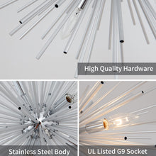 Load image into Gallery viewer, Modern Chrome Sputnik Chandeliers, 9-Light Satellite Pendant Light fixtures, Starburst Firework Ceiling Lights for Bedroom Living Room Dining Room Kitchen Island Hallway, E12 Socket(Dia:19.7&#39;&#39;)
