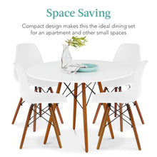 Load image into Gallery viewer, Best Choice Products 5-Piece Dining Set, Compact Mid-Century Modern Table &amp; Chair Set for Home, Apartment w/ 4 Chairs, Plastic Seats, Wooden Legs, Metal Frame - White/Walnut
