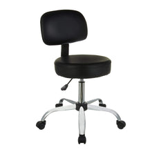 Load image into Gallery viewer, Amazon Basics Multi-Purpose Drafting Spa Bar Stool with Back Cushion and Wheels, Black, 22.72&quot;D x 22.72&quot;W x 37.8&quot;H
