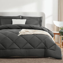 Load image into Gallery viewer, CozyLux Queen Bed in a Bag 7-Pieces Comforter Sets with Comforter and Sheets Dark Grey All Season Bedding Sets with Comforter, Pillow Shams, Flat Sheet, Fitted Sheet and Pillowcases
