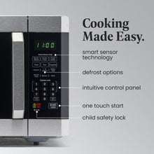 Load image into Gallery viewer, Farberware Countertop Microwave 1100 Watts, 1.6 cu ft - Smart Sensor Microwave Oven With LED Lighting and Child Lock - Perfect for Apartments and Dorms - Easy Clean - Stainless Steel
