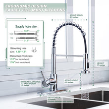 Load image into Gallery viewer, WEWE Chrome Kitchen Faucet, Faucet for Kitchen Sink with Pull Down Sprayer Kitchen Faucet with Deck Plate Stainless Steel Single Handle Spring for Farmhouse Utility Bar Laundry Sinks
