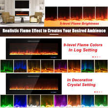 Load image into Gallery viewer, Tangkula 50 Inches Electric Fireplace Insert, Reccessed and Wall Mounted 5,000 BTU Electric Fire Place,with 2 Heat Settings, 0.5-12H Timer, Dual Control, 9 Flame Colors &amp; 5 Flame Brightness
