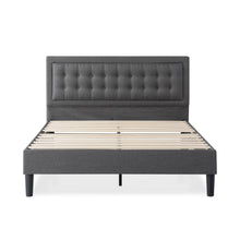 Load image into Gallery viewer, ZINUS Dachelle Upholstered Platform Bed Frame, Mattress Foundation, Wood Slat Support, No Box Spring Needed, Eco Friendly WonderBox (TM) Packaging, Easy Assembly, Dark Grey, King
