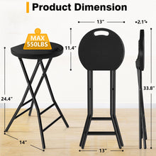 Load image into Gallery viewer, TAVR Furniture Portable Folding Chair with Handle, Heavy Duty Round Fold Stool Chair with 550lbs Capacity for Adults, 24 Inch Foldable Stool for Dorm, Kitchen, Vanity, Church and Outdoor use
