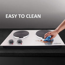 Load image into Gallery viewer, CUSIMAX 1800W Double Hot Plate, Stainless Steel Silver Countertop Burner Portable Electric Double Burners Electric Cast Iron Hot Plates Cooktop, Easy to Clean, Upgraded Version C180N
