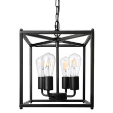 Load image into Gallery viewer, Unicozin 4-Light Black Farmhouse Chandelier, Iron Lantern Pendant Light Rustic Cage Adjustable Height, E26 Base Industrial Hanging Lights for Kitchen Island Dining Room Hallway Foyer Entryway
