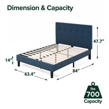 Load image into Gallery viewer, ZINUS Omkaram Upholstered Platform Bed Frame, Mattress Foundation, Wood Slat Support, No Box Spring Needed, Easy Assembly, Queen
