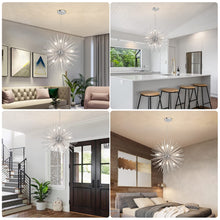 Load image into Gallery viewer, Modern Chrome Sputnik Chandeliers, 9-Light Satellite Pendant Light fixtures, Starburst Firework Ceiling Lights for Bedroom Living Room Dining Room Kitchen Island Hallway, E12 Socket(Dia:19.7&#39;&#39;)
