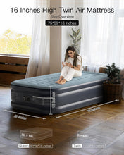 Load image into Gallery viewer, Lavisx Twin Air Mattress with Built in Pump 16&quot; Blow Up Mattress Raised Air Bed, 3 Mins Quick Self Inflatable with Storage Bag for Guest and Home
