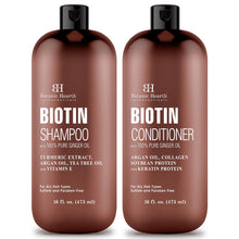 Load image into Gallery viewer, Botanic Hearth Biotin Shampoo and Conditioner Set - with Ginger Oil &amp; Keratin for Hair Loss and Thinning Hair for Men and Women - Sulfate Free, 16 fl oz each
