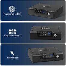 Load image into Gallery viewer, Gun Safe,Biometric Gun Safe for Pistols 3-Ways unlock Safe Fingerprint Digital PIN Key Unlock with Voice, Gun lock box for Cloakroom living room Bedroom Nightstand and Car BILLCONCH
