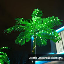 Load image into Gallery viewer, SOSHOT 7FT Lighted Artificial Palm Tree with Three Trunks and 260 LED Lights - Ideal for Outdoor/Indoor Use, Perfect for Tiki Bars, Patios, Homes, Offices, Beaches, Yards Pool, and Cruise Party
