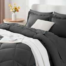 Load image into Gallery viewer, CozyLux Queen Bed in a Bag 7-Pieces Comforter Sets with Comforter and Sheets Dark Grey All Season Bedding Sets with Comforter, Pillow Shams, Flat Sheet, Fitted Sheet and Pillowcases
