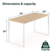 Load image into Gallery viewer, ZINUS Jennifer 55 Inch White Frame Desk, Computer Workstation, Office Desk, Dining Table, Easy Assembly, Natural
