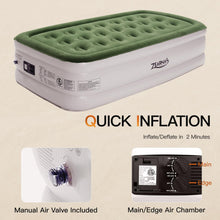 Load image into Gallery viewer, Zearna Twin Air Mattress with Built Pump, 16&quot; Durable Blow Up Mattress Airbed, Comfortable Top Surface Inflatable Mattress for Camping Home &amp; Portable Travel
