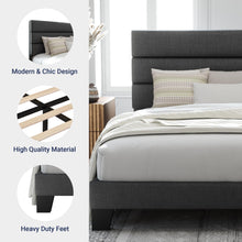 Load image into Gallery viewer, Allewie Queen Size Platform Bed Frame with Fabric Upholstered Headboard and Wooden Slats Support, Fully Upholstered Mattress Foundation/No Box Spring Needed/Easy Assembly, Dark Grey
