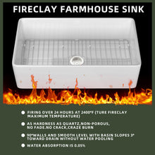 Load image into Gallery viewer, TUKTUK White Farmhouse Sink 33 inch Fireclay Apron Front Single Bowl Kitchen Sink Deep Drop In Farm Sink Undermount with Modern Style Luxury Accessory Kit
