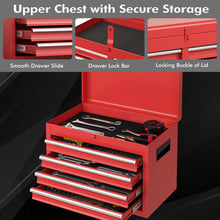 Load image into Gallery viewer, Goplus Rolling Tool Chest, 5-Drawer Tool Box Organizer w/Lockable Wheels &amp; Sliding Drawers &amp; Detachable Top &amp; Adjustable Shelf, Tool Storage Cabinet for Garage Workshop (Red)
