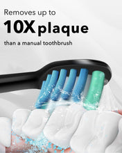 Load image into Gallery viewer, MySmile Electric Toothbrush for Adults, Rechargeable Sonic Electronic Toothbrush with 6 Brush Heads and Travel Case, 2 Mins 5 Modes Smart Timer, 48000VPM (Black)
