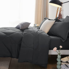 Load image into Gallery viewer, CozyLux Queen Bed in a Bag 7-Pieces Comforter Sets with Comforter and Sheets Dark Grey All Season Bedding Sets with Comforter, Pillow Shams, Flat Sheet, Fitted Sheet and Pillowcases
