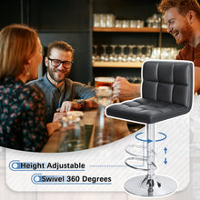 Load image into Gallery viewer, Homall Bar Stools Modern PU Leather Adjustable Swivel Barstools, Armless Hydraulic Kitchen Counter Bar Stool Extra Height Square Island Barstool with Back Set of 2 (Leather, Black)
