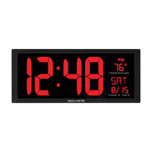 Load image into Gallery viewer, AcuRite Large Digital LED Oversized Wall Clock with Date and Temperature, Perfect for Home or Office (75127M), 14.5-Inch, Red
