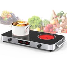 Load image into Gallery viewer, VBGK Cooktop,110V 2200W Stove with Knob Control,9 Power Levels, Kids Lock &amp; Timer,LED touch control,Overheat Protection Stove Top,12 Inch desktop 2 burner cooktop
