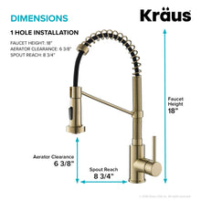 Load image into Gallery viewer, KRAUS Bolden Commercial Style 2-Function Single Handle Pull Down Kitchen Faucet in Spot-Free Antique Champagne Bronze, KPF-1610SFACB
