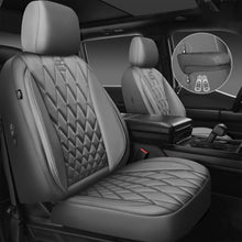 Load image into Gallery viewer, CAR PASS Piping Luxury PU Leather Two Front Car Seat Covers, Waterproof Anti Slip Seat Covers Compatible with Front Seat Armrests,Universal Fit for Suvs,Vans,Trucks,Airbag Compatible(All Gray)

