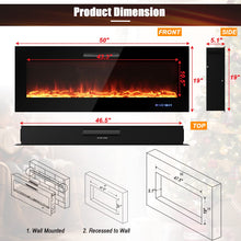 Load image into Gallery viewer, Tangkula 50 Inches Electric Fireplace Insert, Reccessed and Wall Mounted 5,000 BTU Electric Fire Place,with 2 Heat Settings, 0.5-12H Timer, Dual Control, 9 Flame Colors &amp; 5 Flame Brightness
