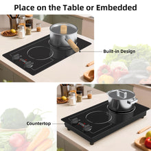 Load image into Gallery viewer, VBGK Induction Cooktop,110V 2300W 2 burner hot plate with Knob Control,9 Power Levels, Kids Lock &amp; Timer,LED touch control,Overheat Protection Electric stove,2 burner induction cooktop
