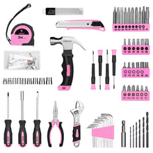 Load image into Gallery viewer, DEKOPRO Drill Set: Tool Set with 8V Pink Cordless Drill, Home Tool Kit with Drill, Hand Tool Kits for Women 126 Piece

