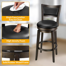 Load image into Gallery viewer, PrimeZone Swivel Bar Stools Set of 2, 26 Inch Counter Height Barstools, Black Faux Leather Bar Stool with High Backrest &amp; Solid Wood Legs &amp; Wrap-around Footrest, Counter Stools for Kitchen Island, Pub
