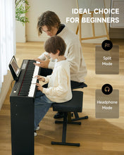 Load image into Gallery viewer, Donner Digital Piano Keyboard Velocity-Sensitive 88 Keys with Removable Piano Stand, Compact Beginner Home Electric Piano with Split Mode, LCD Screen, and Triple Pedal DEP-08
