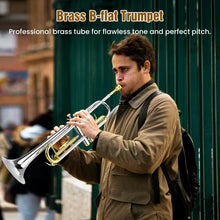 Load image into Gallery viewer, Asmuse Trumpet Instrument Set for Beginner, Bb Standard Student Trumpet with Hard Case, Brass Instruments with Trumpets Cleaning Kit Gloves 7C Mouthpiece
