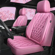 Load image into Gallery viewer, CAR PASS Piping Luxury Leather Two Front Car Seat Covers, Cute Girly Waterproof Anti Slip Seat Covers Compatible with Front Seat Armrests,Universal Fit for Suvs,Vans,Trucks,Airbag Compatible(All Pink)
